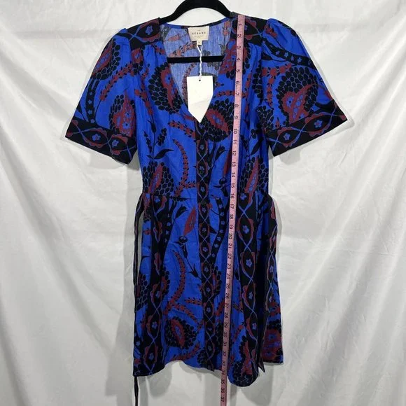 NWT Sezane [ 4 US / 36 ] Lola Printed V Neck Mini Dress in Atla Beue #Q374 - Picture 15 of 16
